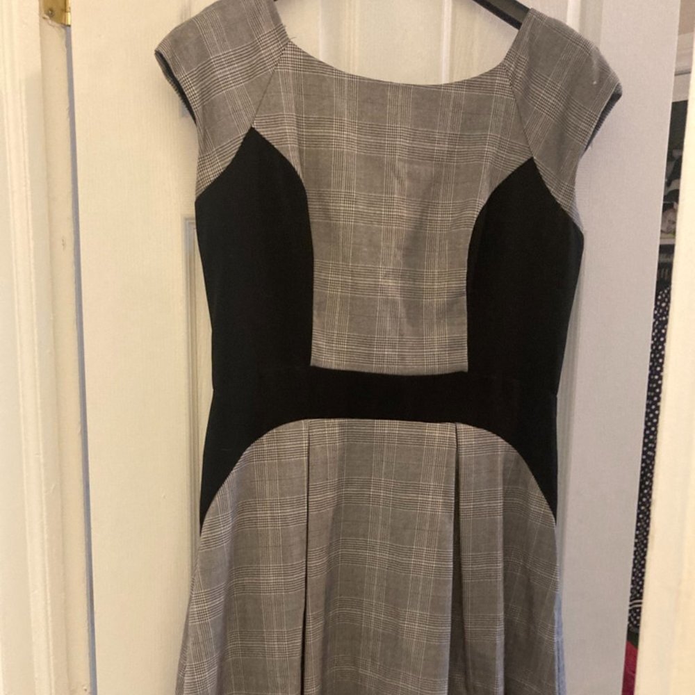 Black and Gray Plaid Fit-and-Flare Dress